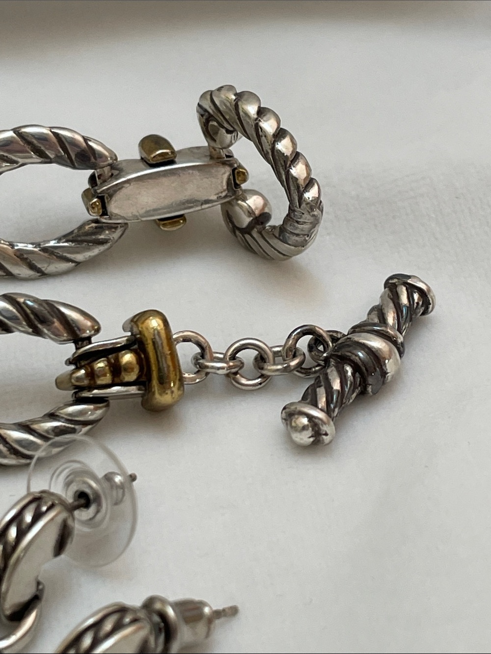 Brighton RetiredTwo-Tone Link Bracelet and earrings in Silver and Gold Accents - Picture 3 of 5